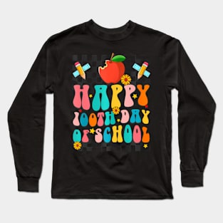 Groovy Happy 100Th Day Of School 100 Days Smarter Kids Long Sleeve T-Shirt